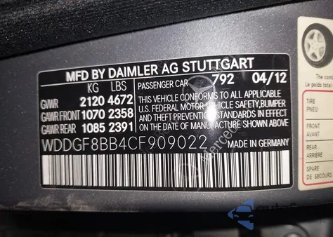 2012 Mercedes-Benz C 300 Sport 4Matic from USA, damaged, VIN WDDGF8BB4CF909022